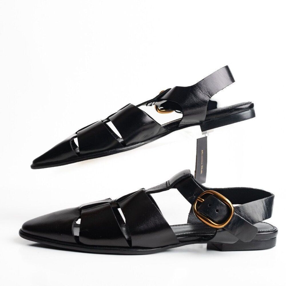 Massimo Dutti Womens Cage Sandals Flats Slingbacks EU 39 US 8 Leather wore once - Picture 5 of 8